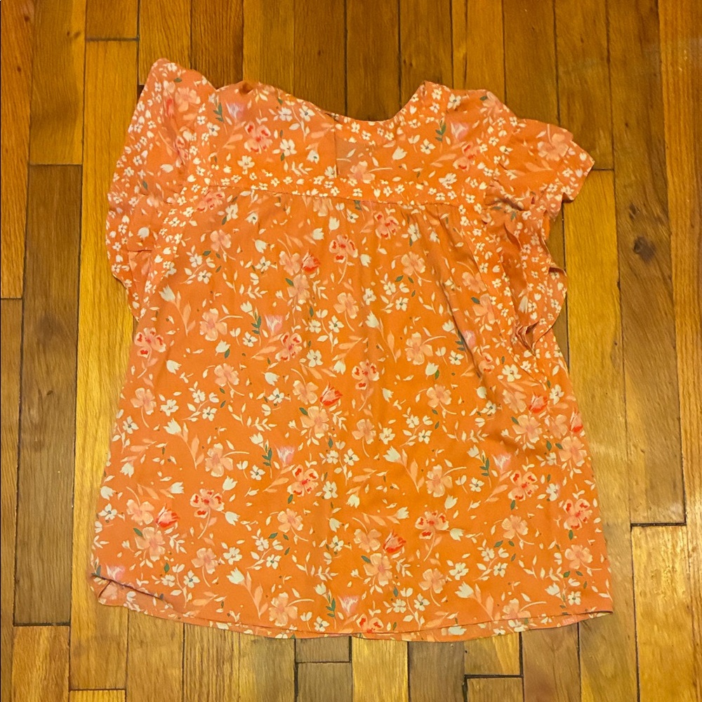 DR2 Orange Floral Blouse